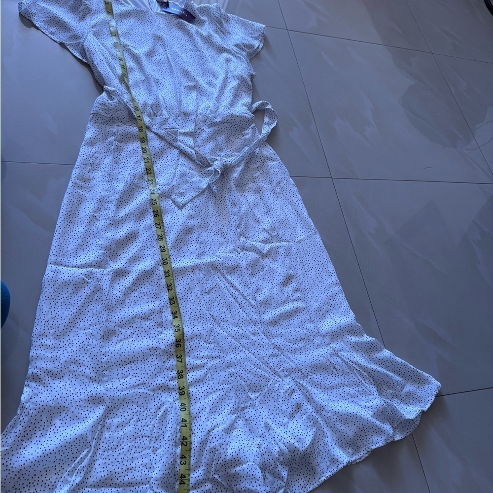 Silver Midi Sundress with Flutter Sleeves and Crew Neck - Picture 9 of 15
